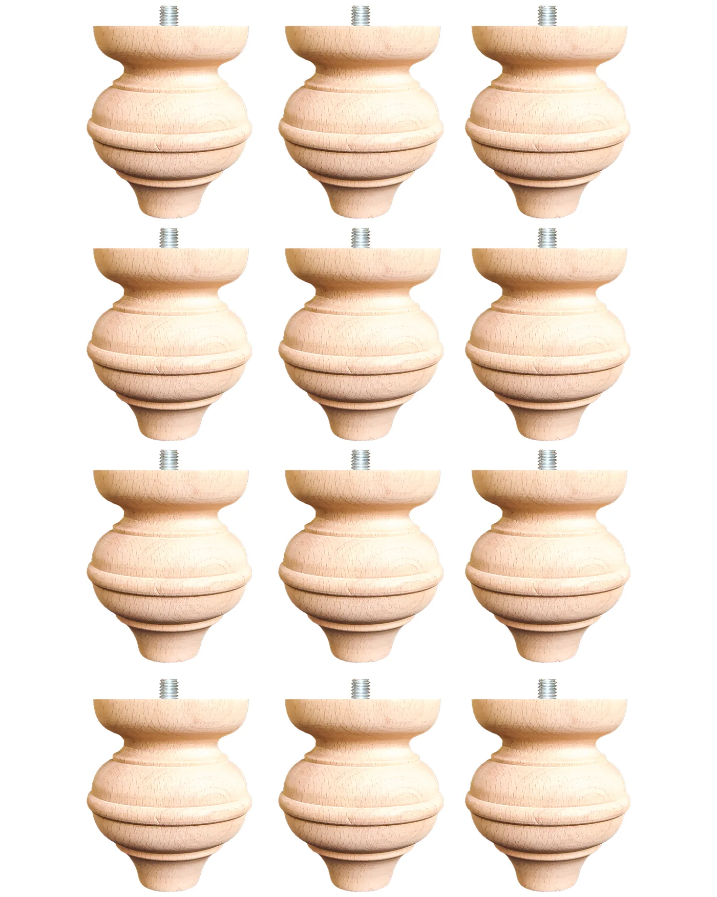 Ahşap Ayak Sehpa Ayağı Desenli Torna Ayak 12'li Set